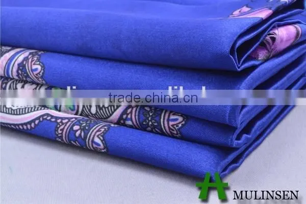 Mulinsen Textile 2015 Fashion Pattern 100% Polyester Printed Silk Satin Fabric photo-3
