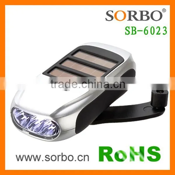 HandCrank Dynamo LED Torch Light / Solar LED Flashlight 3 LEDs Flashlight photo-4