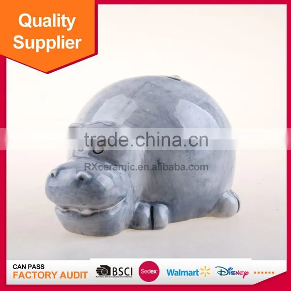 Newest Lovely Animal Shape Hippo Ceramic Piggy Bank With Hand Painted Quality Choice photo-2