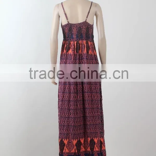 Wholesale Maxi Dress Sex 2016 New Fashion Design Printed Spaghetti Strap Maxi Dress photo-2