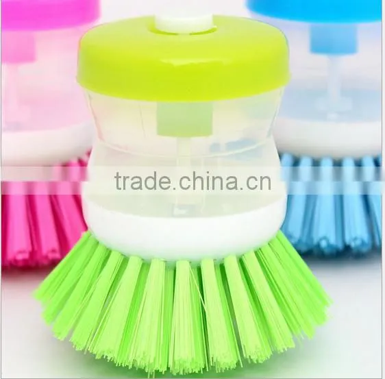Kitchen Wash Tool Pot Dish Brush With Washing Up Liquid Soap Dispenser / Plastic Brush Pot Wash Dish Brush photo-2