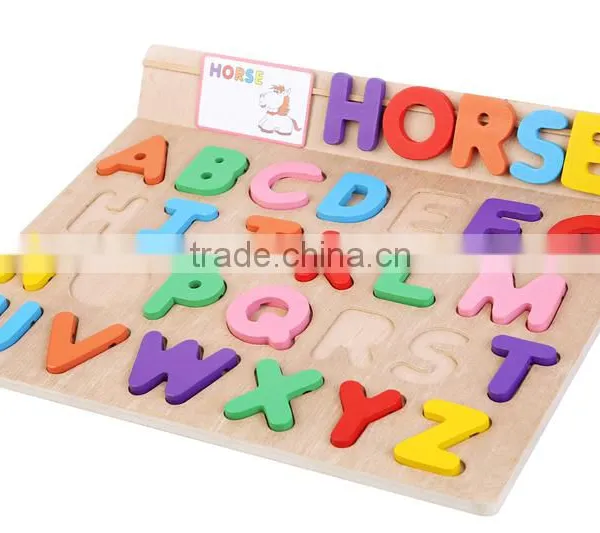 English Alphabet Board Wood Toys Wooden Toys Jigsaw Puzzle 3d Education Preschool Toys For Children photo-2