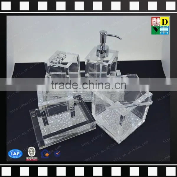 Wholesale Acrylic Square Bathroom Accessories Custom Design PMMA Bathroom Accessory Sets From Shenzhen Yidong photo-2