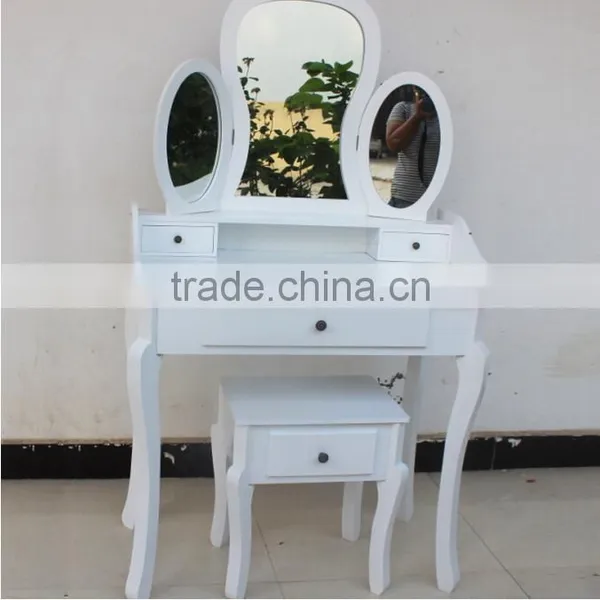 Bedroom Wooden Dresser, Dressing Table Set With Stool and Mirror, Make-up Home Furniture photo-2