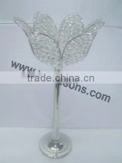 Crystal Beaded Pillar Candle Holder/ Crystal Wedding Centerpiece/Table Candlesticks photo-2