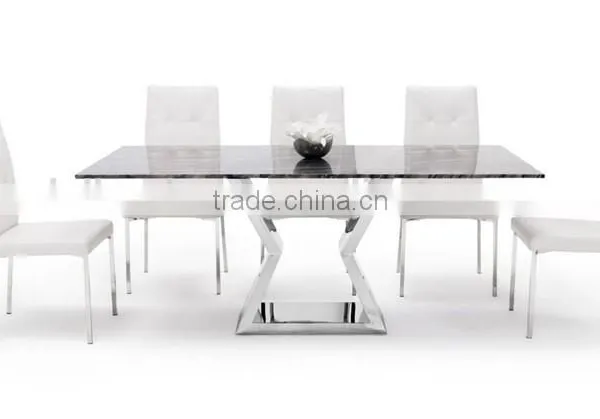 Modern Dining Table With Marble Top and Chrome Base photo-5