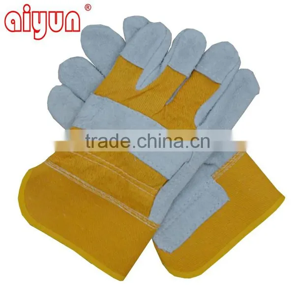 Color Safety Gloves,Cow Split Leather Work Glove,Leather Cotton Welding Gloves