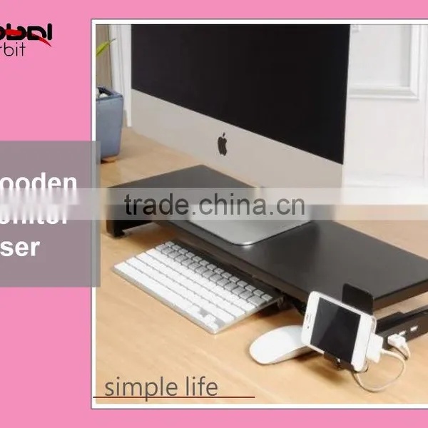 Smart Monitor Stand With Three USB Ports and Plug Extension Ports (walnut)