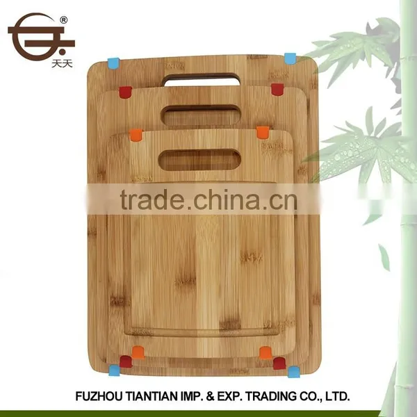 New Kitchen Cooking Natural Vegetable Square Bamboo 3 Pieces Chopping Board With Scale