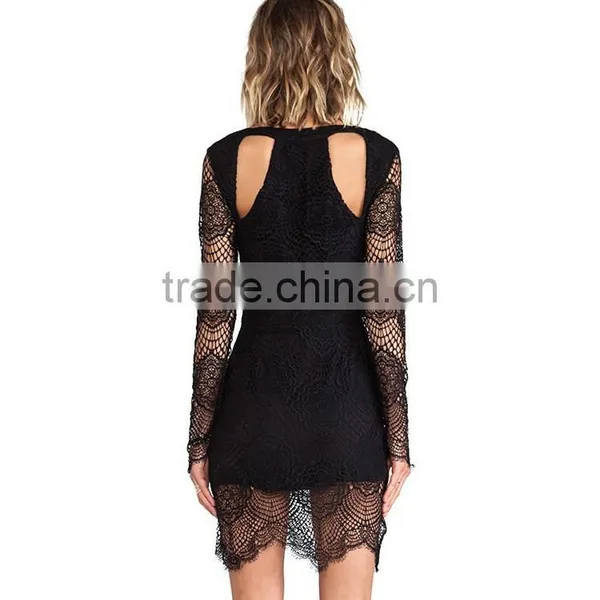 2015 Round Neck Long Sleeve Mini Lace Fashion Homecoming Dresses photo-4