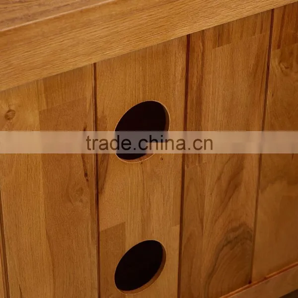 Rustic Oak Wood TV Unit With 2 Doors With Good Design and 100% Solid Oak Wood Furniture photo-4
