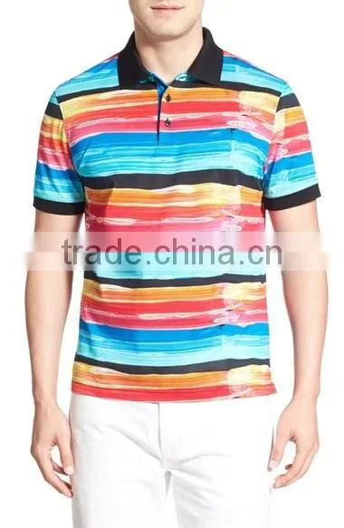 Mgoo Fashion Custom Made Design Colorful Men Stripe Polo Shirt With Short Sleeve Casual Outwear With American Sizes photo-3