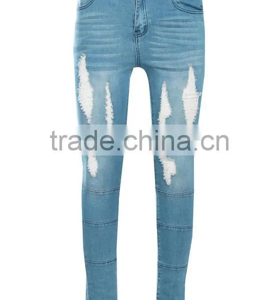 New Style Skinny Fit Denim Jeans Pent Men's Ripped Distressing Custom Made Jeans Pants photo-4