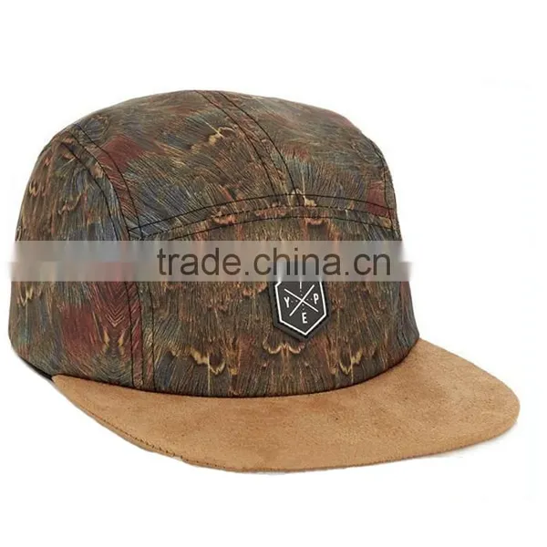 Applique Embroidery Flower Design Suede Cheap 5 Panel Plain Hat photo-2