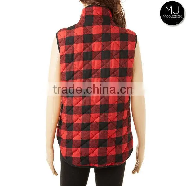 Wholesale Winter Plaid Quilted Vest Buffalo Women Vest photo-5