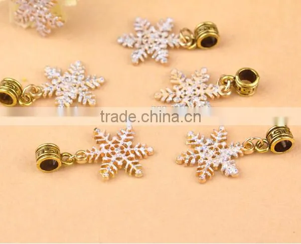50pcs Gold Christmas Snowflake Crystal Rhinestone Charms Pendant Beaded Jewelry Findings photo-3
