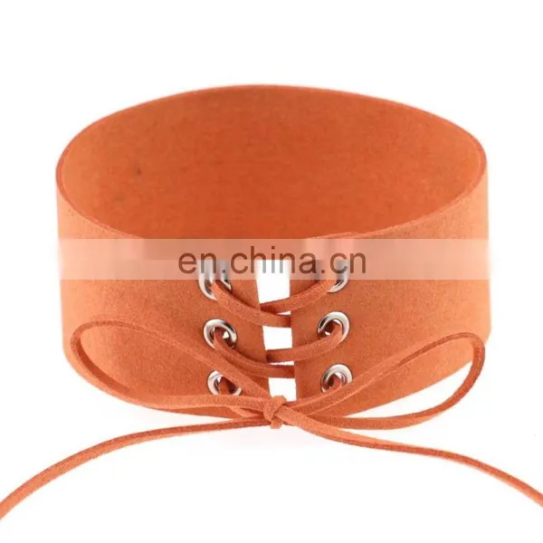 Fashion Suede Leather Wide Choker Collar Necklace photo-2