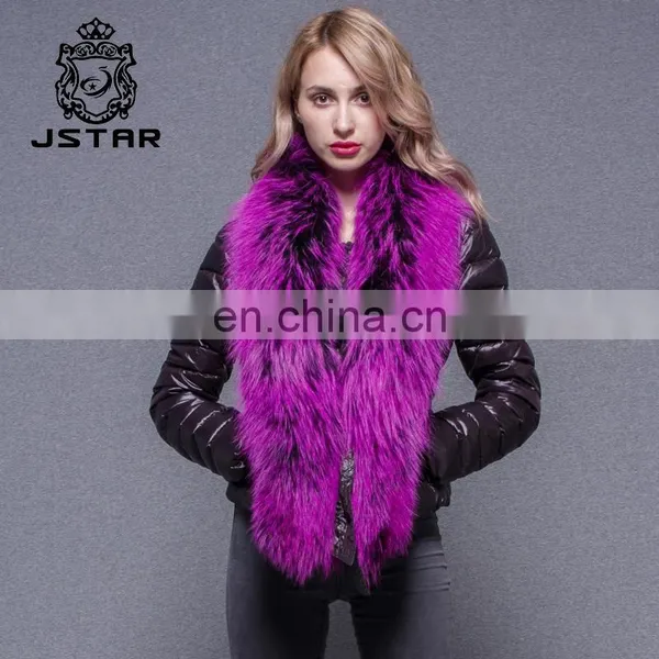 Purple Big LapelJackets Short Model Classic Coat Fur Trimmed Down Coats photo-2