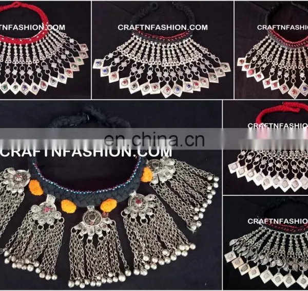 Vintage Tribal Kuchi Necklace - Belly Dance Costume 1960s Ethnic Statement Necklace Vintage Style Kuchi Necklace - Afghan Set photo-4