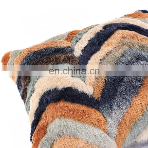 Oeko-Tex Certified Fluffy Flame Retardant Square Colorful Long Hair Faux Fur Cushion Cover Pillow Case photo-4