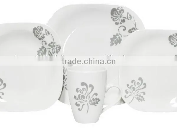 Unbreakable Square Shape Dinner Plate Set With Cheap Price Porcelain Square Shape Dinner Set With Decal photo-3