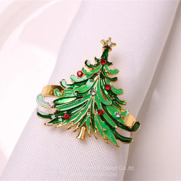 Luxury Christmas Gold Serviette Napkin Elk Garland Christmas Tree Bell Snowflake Rings Hotel Decoration Metal Holder photo-5