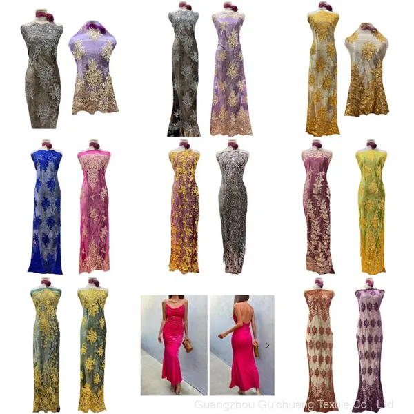 Factory Custom Fashion Wedding Dress Lace Fabric Lots of Flower Patterns photo-5