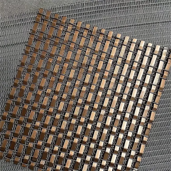 Decorative Woven Grilles Brass Strip Mesh Panels Decorative Wire Mesh for Cabinet Doors photo-3