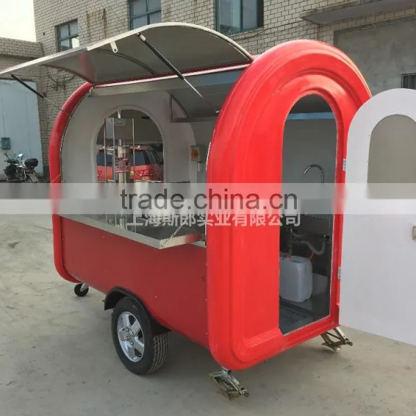 7.6*5.5ft Red Food Van/Street Food Vending Cart For Sales,Hot Dog Cart/Mobile Food Trailer With Big Wheels photo-4