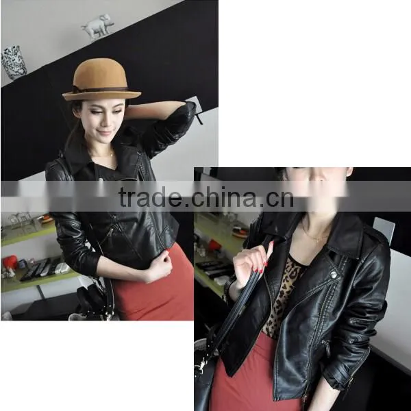 CLPJ054 2014 Leather Jacket Leather Women Jacket Ladies Apparel Elegance Fashion Apparel for Woman Jacket Wear