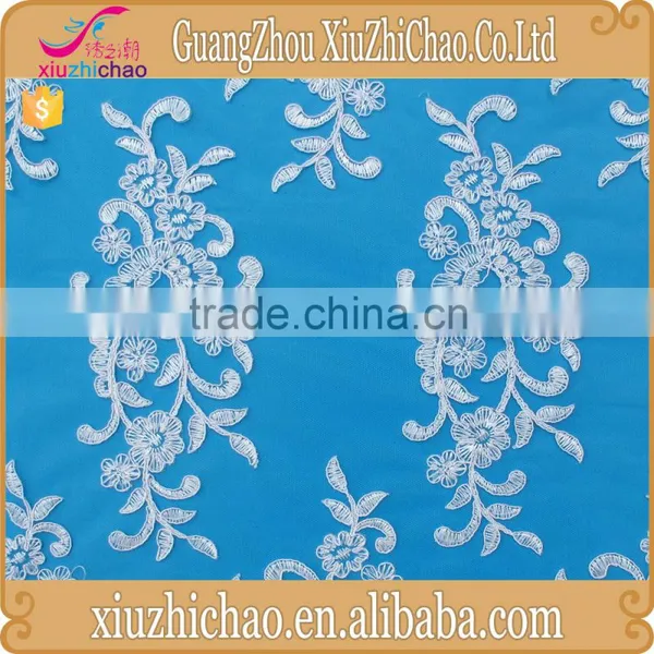 M0107 Bridal Dress Embroidered Ivory Cord Lace Fabric Wedding Dress Tulle Fabric photo-3
