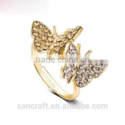 Adjustable Two Butterfly Finger Design for Women Saudi Arabia Gold Wedding Ring Price