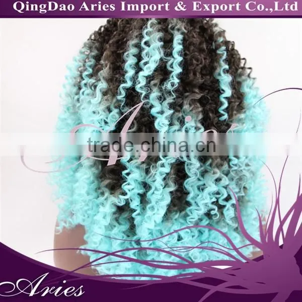Ombre Color Synthetic Kinky Curly Lace Front Wig photo-3