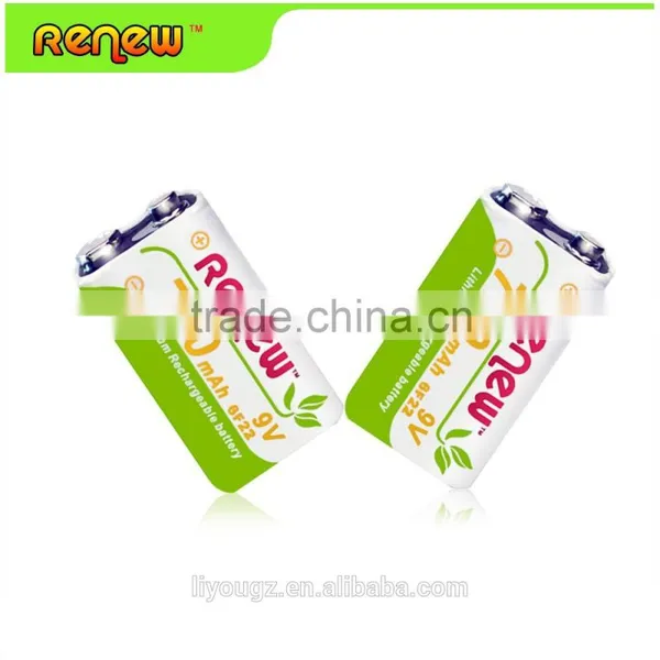 RENEW 720mAh 9 Volt Li-ion Rechargeable 9V Batteries Lithium-ion, 9 Pack photo-2