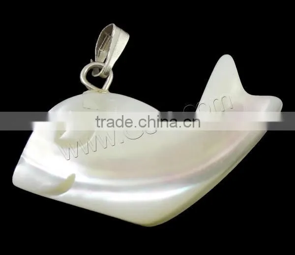 White With Brass Bail Natural Freshwater Shell Pendants