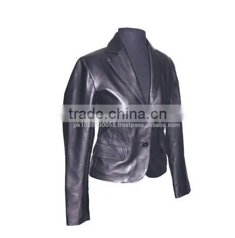 Ladies Fashion Leather Jackets Black Color