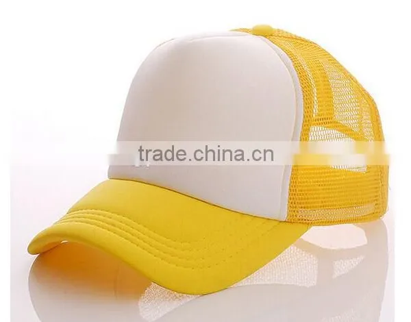 Blank Fashion Sport Foam Blank 100% Polyester Short Bill Foam Plain Trucker Cap Mesh Hat