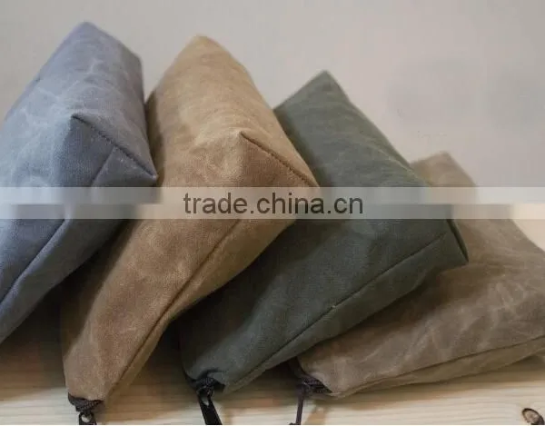 Custom High Quality Waxed Canvas Zipper Pouch Unisex photo-4