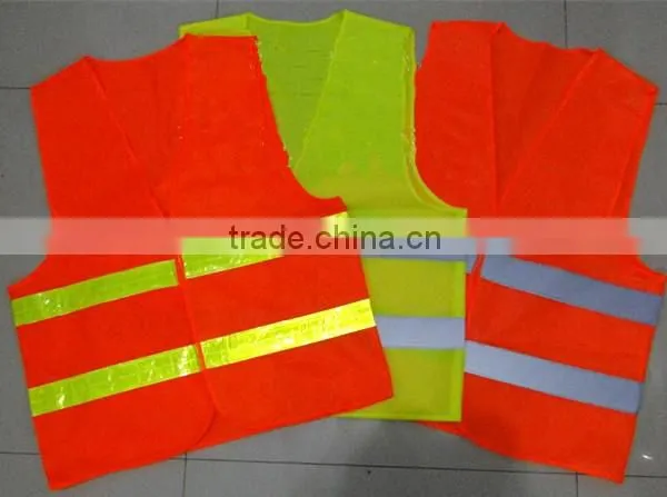 Polyester 3M Reflective Tapes Safety Vest Roadaway Safety Jacket in Large Stock In Neon Yellow Orange