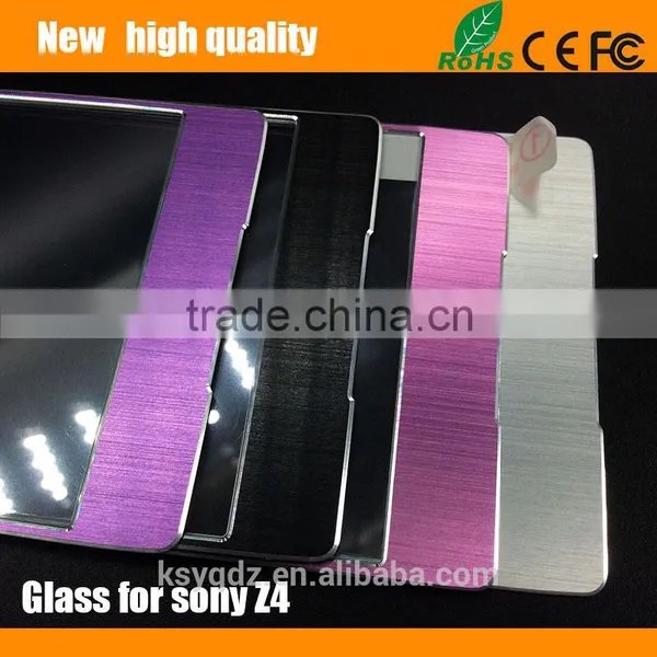 2.5D Titanium Alloy Brushed Metal Tempered Glass Screen Protector Guard for SONY Z4 Front + Back photo-2