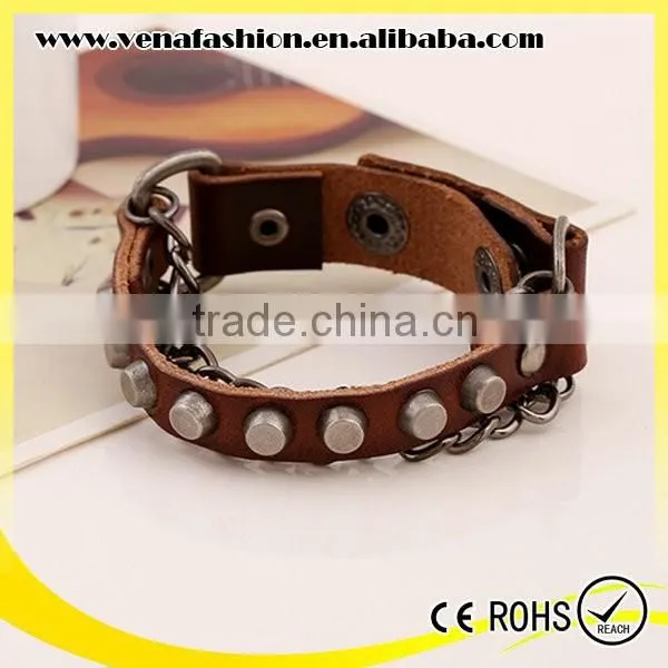Nail Teen Male Leather Bracelet, Hawaiian Leather Bracelets photo-3