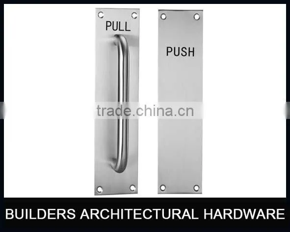 Stainless steel push pull lever handle for glass door with plate
