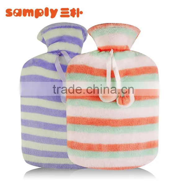 Hot New 1800ml PVC Hot Water Bottle Cross-hatched Fleece Cover Hot Therapy