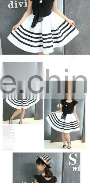 Child Baby Dress Model Sleeveless Striped With Pearl Necklace 1-3 Year Old Girl Dress photo-2