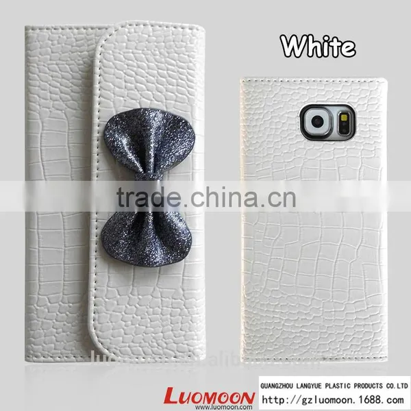 Luxury Crocodile Leather Vein Butterfly Knot Case for S4 S5 S6 photo-2