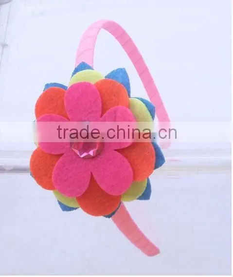 Fashion Colorful Nonwoven Flower Ribbon Wrapped Hairband With Rhinestone