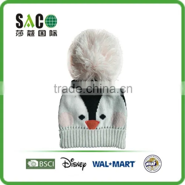 Cute Father Christmas Penguin Snowman Pattern With Big Pom Pom Woolly Hat photo-2