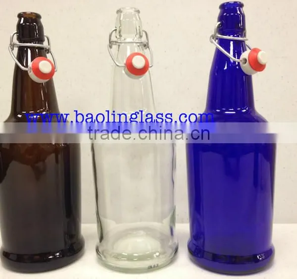 16 oz Clear Glass Beer Bottles for Home Brewing 12 Pack With Flip Caps photo-2