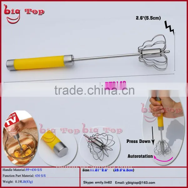 BT0149 12" Revolve Whisk With PP Handle 12" Rotating Egg Better With 430 Stainless Steel Function Part 12" Rotary Egg Whisk