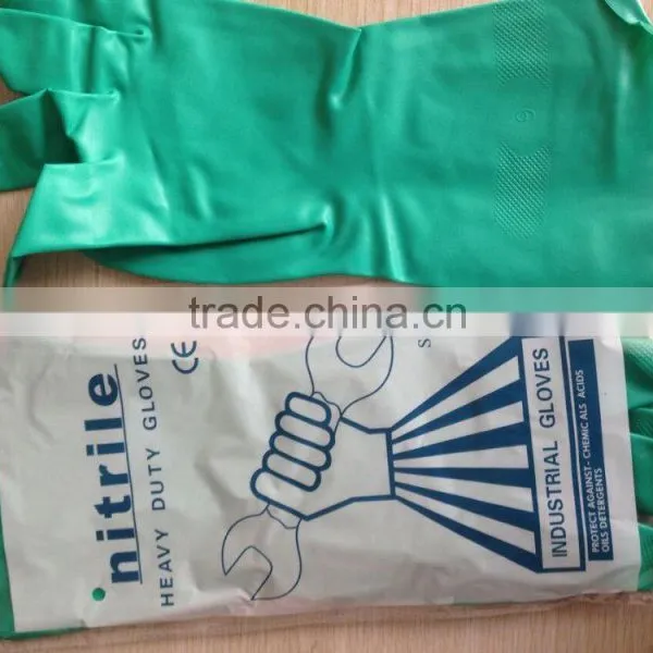 Green Nitrile Industrial Gloves, Nitrile Working Glove, Chemical Nitrile Gloves